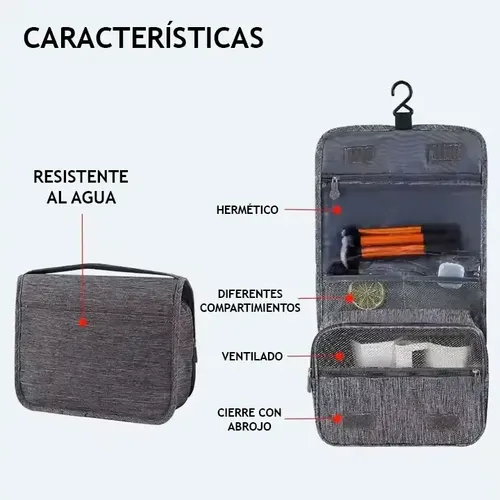 Portacosmeticos Neceser De Viajes Para Organizar Y Proteger Maquillaje Cepillos Cremas | Estuche Desplegable Grande | Impermeable Color Negro | Totalequipos
