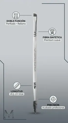 Pincel Para Cejas Doble Profesional Angular + Cepillo Definir Rellenar