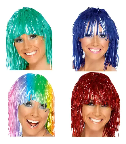 Party Store Peluca Metalizada carioca cotillon carnaval fiesta color roja