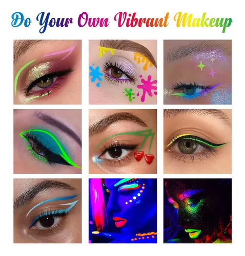 Juego De Delineador Líquido Neón Uv 8 Colores Impermeables