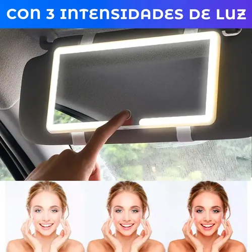 Espejo De Maquillaje De Visera De Coche Con 3 Modos Luz Led
