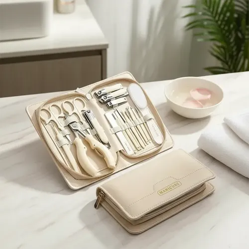 Kit Manicuría Y Pedicuría Profesional 18 Piezas Estuche Cuer