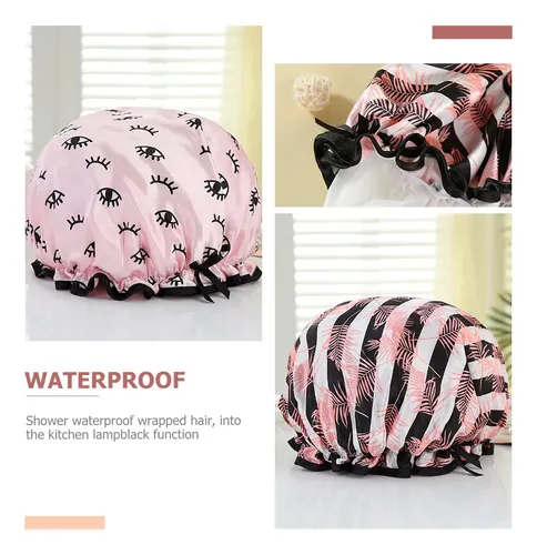 2 Gorros De Baño Multifunción Con Gorro De Ducha Suave Y Fle Pink And Black (patterned)