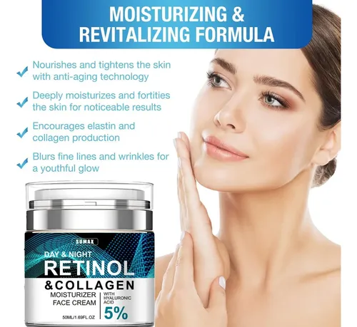 Crema Facial Retinol Y Colágeno 50ml Todo Tipo De Piel Día/noche