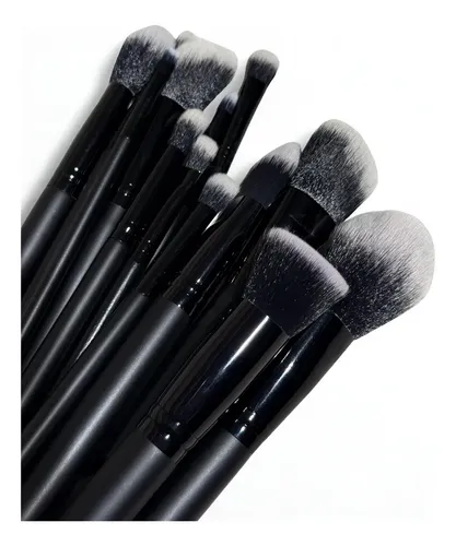 Set Brochas Maquillaje Profesional X15 Cruelty Free Negro