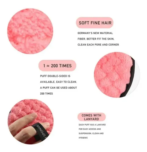 Almohadilla Desmaquillante De Microfibra, 12 Cm, Lveye Espon Fucsia