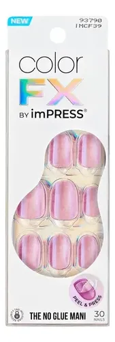 Uñas Postizas Impress Color Fx Rosa Perlado Autoadhesivas 30