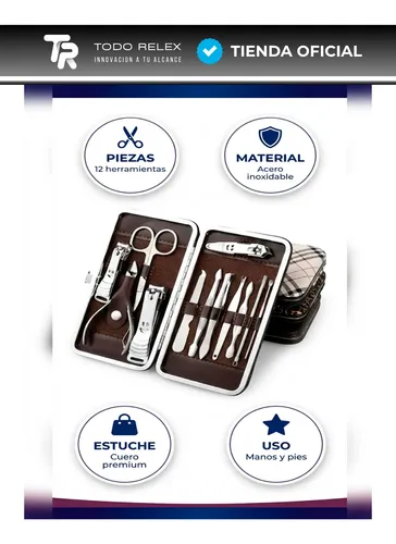 Set Corta Uñas Profesional Tijera Pinza Y Estuche