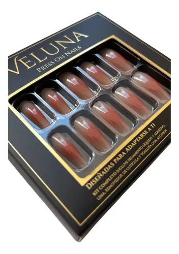 Uñas Press On Reutilizables Diseños Variados 24u Veluna Full Color Natural Glow Press On Nails