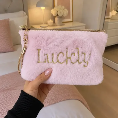 Neceser Porta Maquillaje Estilo Soft Plush Rosa Organizador Maquillaje Cosméticos Accesorios Objetos Personales Viajes