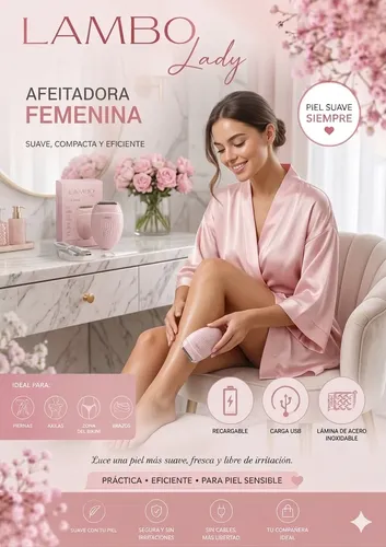 Afeitadora Eléctrica Femenina Lambo Lady Recargable Usb