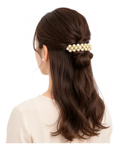 Hebillas Broches Perlas Y Dorado Trenzado Pack X12 Unidades