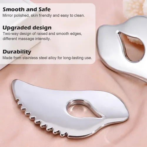 Gua Sha Grande Facial Y Corporal Rosa Para Drenaje Linfátic
