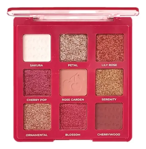 Paleta 9 Sombras Matte Satinadas Pink Cherry Ruby Rose Cereza Rosa