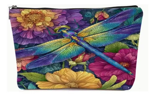 Bolsa De Maquillaje Con Flores De Libélulas, Artículos De