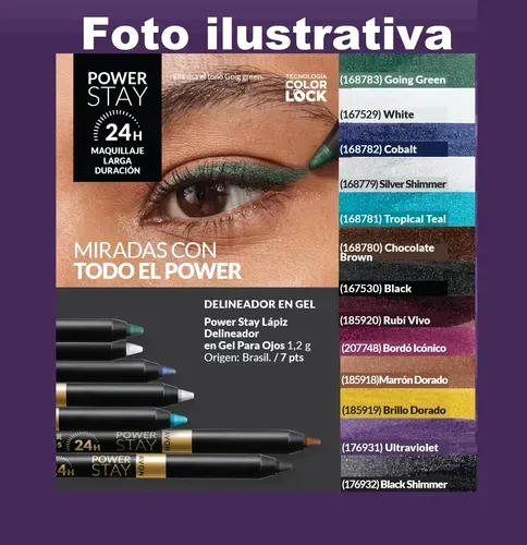 Lapiz Delineador En Gel Para Ojos 24 Hr Powerstay Avon Black