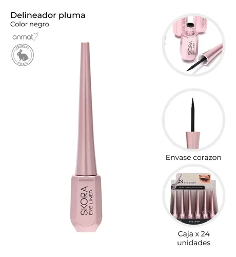 Delineador De Ojos Pluma Liquido Negro Maquillaje Skora