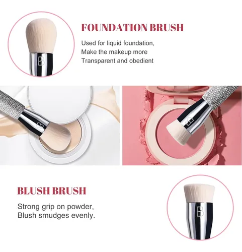 Set De 2 Pinceles De Maquillaje Bs-mall Luxury Diamond Para