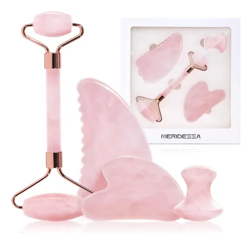 Masajeador Meridessa Set De 4 Piezas Rodillo De Jade Y Gua S