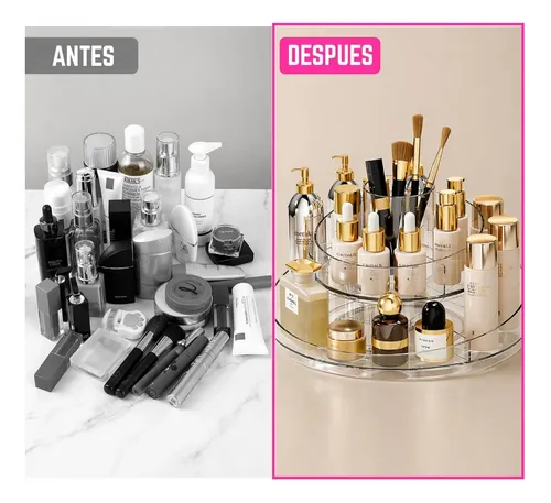 Soporte Grande Acrilico Organizador Giratorio Maquillaje