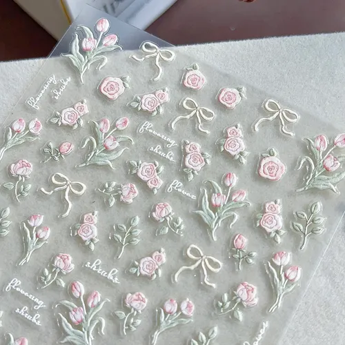 Pegatinas En Relieve Con Diseño Floral Para Uñas