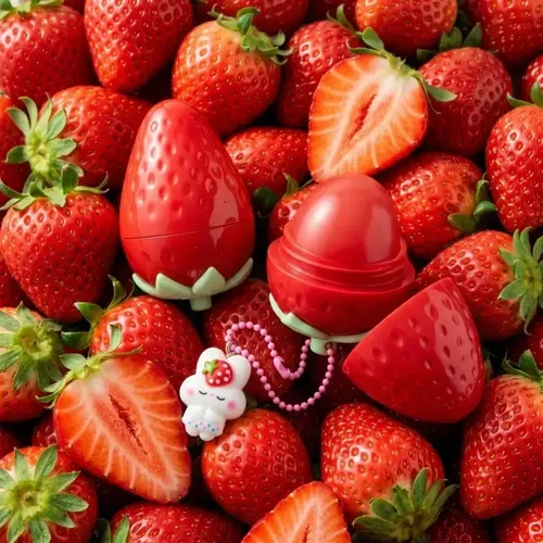 Bálsamo Labial Frutilla Hidratante C/ Llavero Gloss Lip Balm