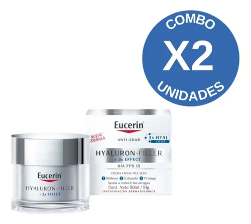 Combo X2 Eucerin Crema Antiedad Hyaluron-filler Piel Seca 50 Todo Tipo De Piel Día