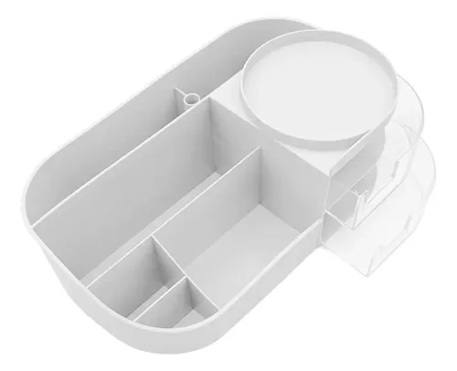 Organizador Maquillaje Cosméticos 5 Compartimientos+cajones Color Blanco