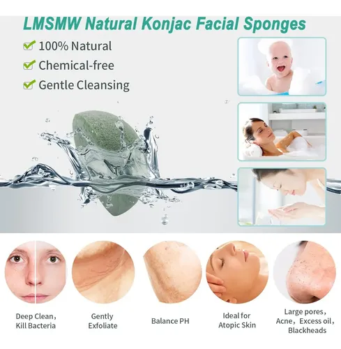 Juego De 6 Esponjas Faciales Konjac Lmsmw Con Carbón
