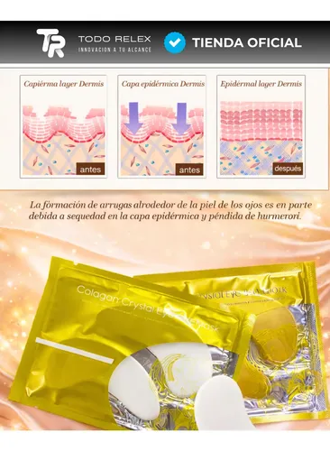 Parches Ojos X10 Colágeno Suaviza Mirada Arrugas Líneas