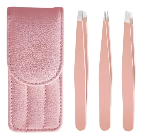 Juego De Pinzas Para Cejas Acero Inoxidable Kit Precisión Ro