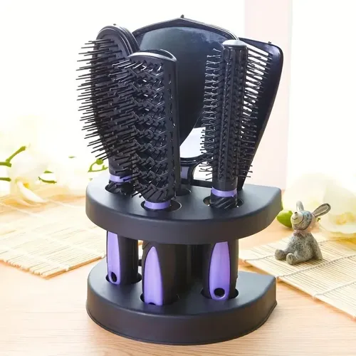 Kit 5 Cepillos Y Peines Para Cabello Con Base