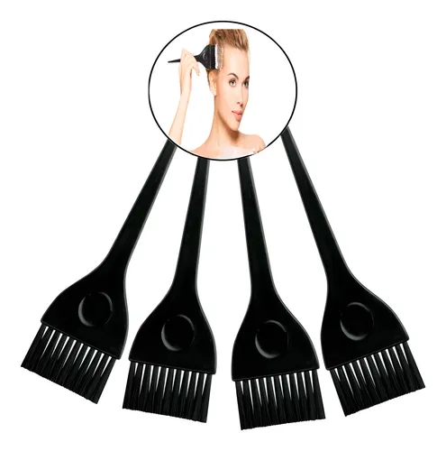Set X4 Pincel Brocha Tintura Cabello Profesional Color Negro