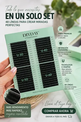 Kit Extensiones De Pestañas+adhesivo Pegamento+pinza Diyday