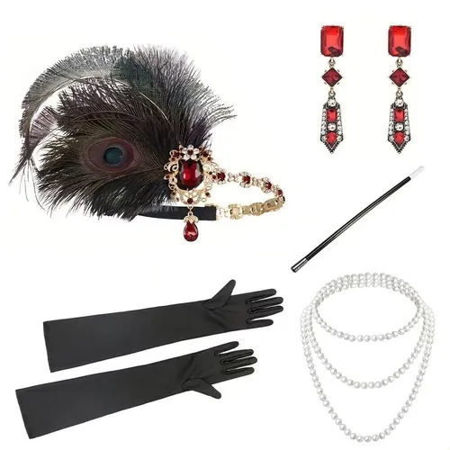 Set De Accesorios Para Disfraz De Gatsby Con Plumas De Pavo
