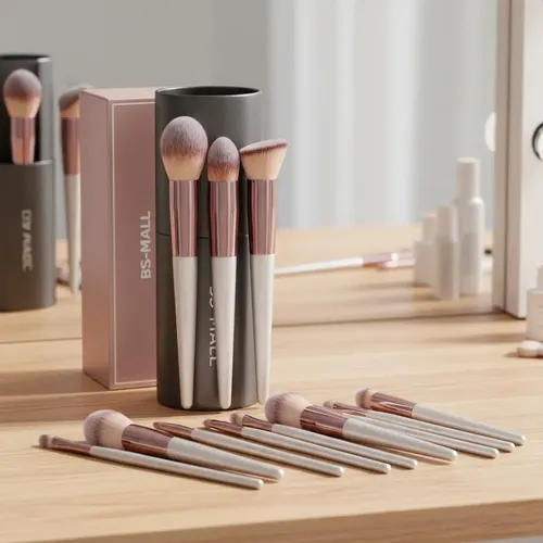 Set De 18 Brochas De Maquillaje Bs-mall Champagne