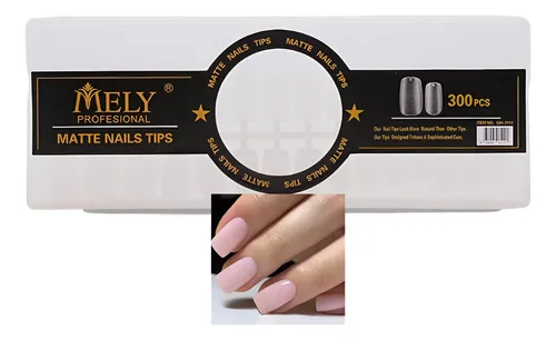 Tips Soft Gel Caja X300 Prelimadas Matte Marca Mely Premium