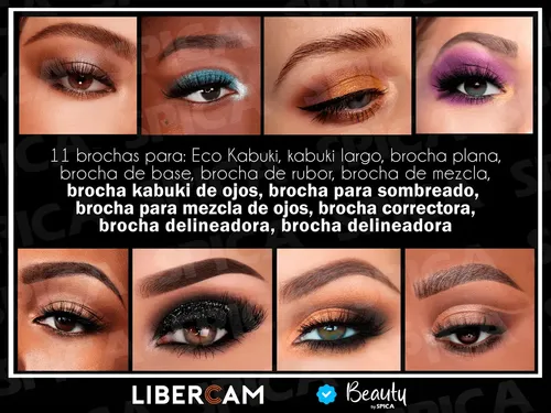 Set X11 Brochas Maquillaje Bambu Spica Bro-00 Sintetica Marrón Claro