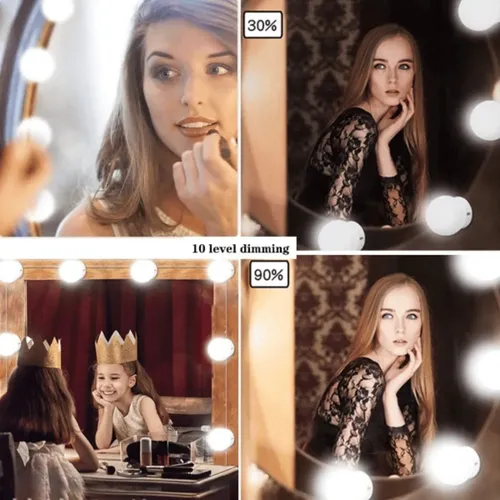 Kit 10 Focos Led Luz Espejo Usb Maquillaje Estilo Hollywood
