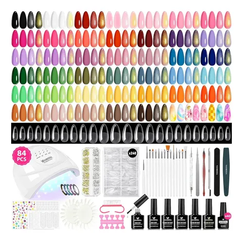 Kit Esmalte Gel Vanreesa 84 Pzs Luz Uv Tips Almendra