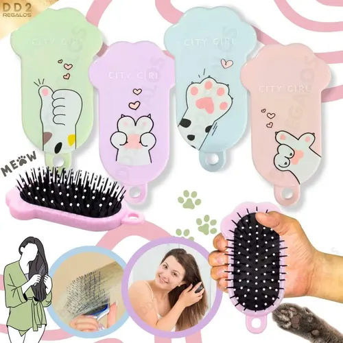 Cepillo Peine Masajeador Forma Pata Gato P/cabello Portatil