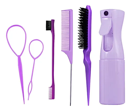 Kit De Peines Regadera Pinzas De Cabell Set Peines Cepillos Violeta