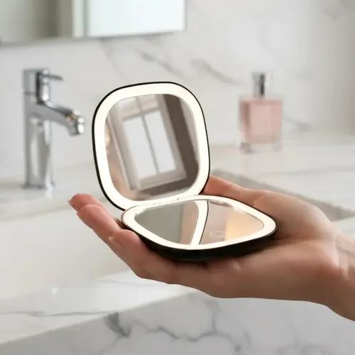 Espejo Maquillaje Portátil Led Aumento 10x Usb Recargable