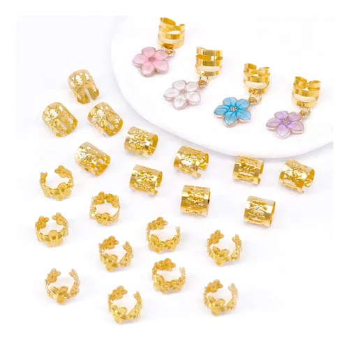 Kit De 24 Accesorios Para Cabello, Anillos Y Pinzas
