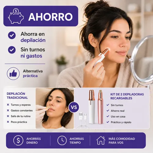 Kit Depiladora Electrica Facial Mujer Cejas Bozo Portátil