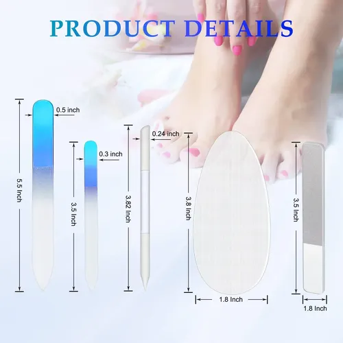 Zhehao Set 6 Piezas Limas Vidrio Nano Y Cutícula