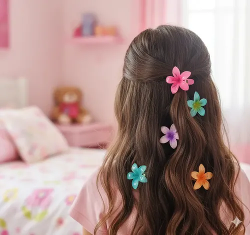 Pack X 6 Hebillas Pico Flor De Pelo Colores Surtidos