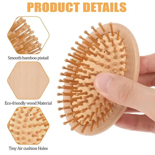 A Cepillo De Cabello De Bambú Mini Sin Mango **