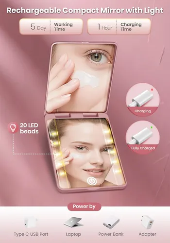 Espejo Compacto Siskokoro 30x Recargable Con Luz