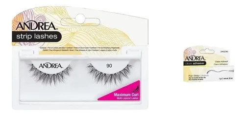 Kit Pestañas Postizas Negras Rizadas 3d Andrea + Pegamento